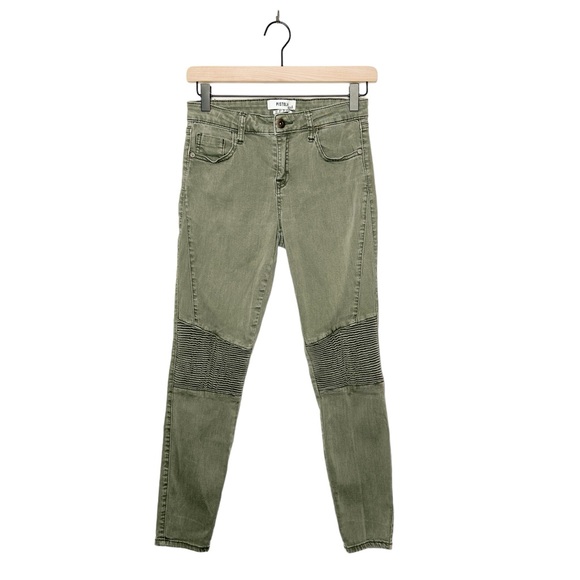 pistola Denim - Pistola Audrey Moto Detail Olive Green Skinny Jeans 27